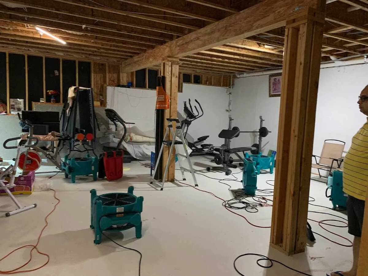 Basement drying equipment setup for Contents Cleaning & Restoration in Piedmont